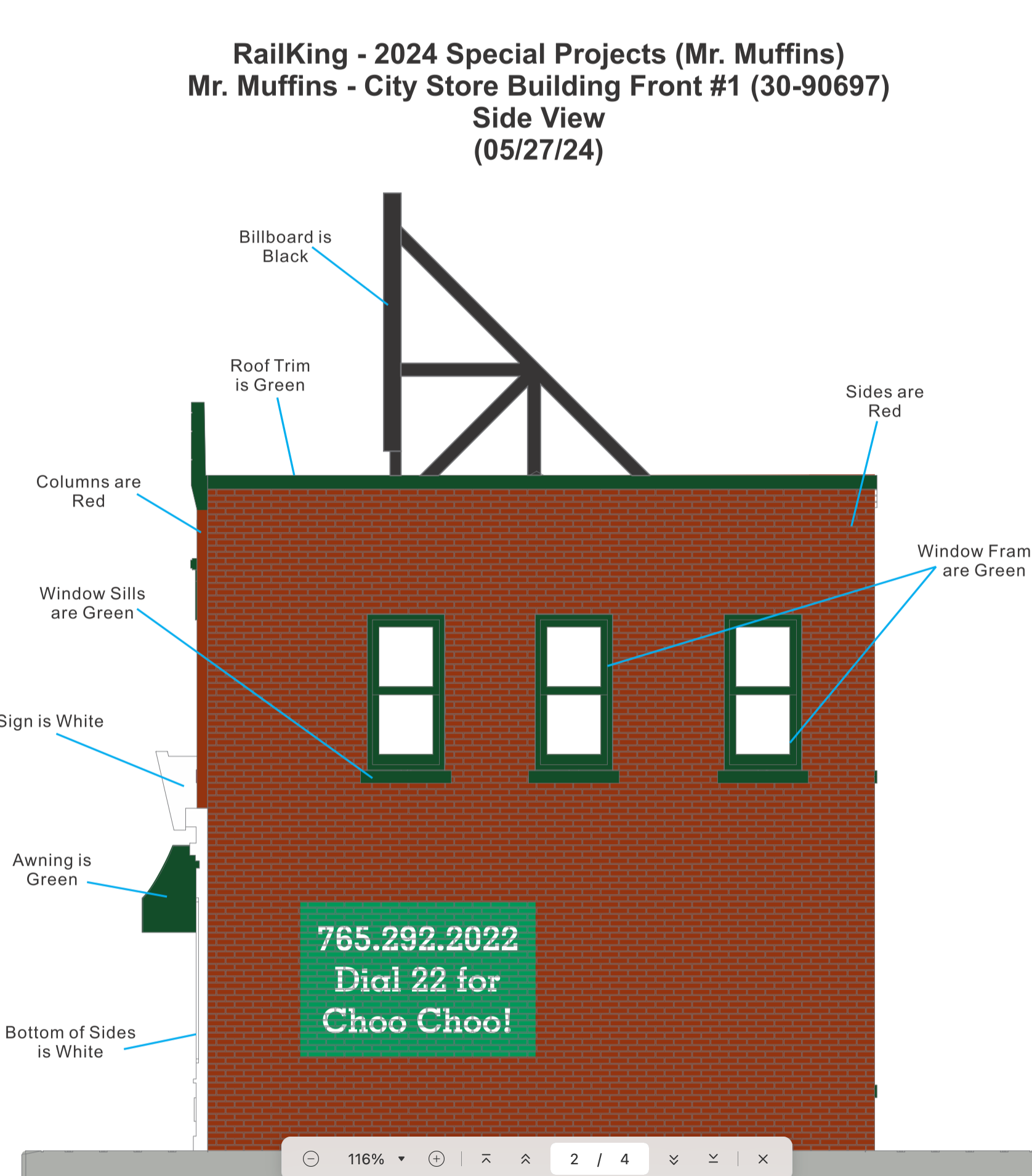 MTH 30-90697 - 2-Story City Building - "MrMuffin'sTrains" - Custom Run for MrMuffin'sTrains