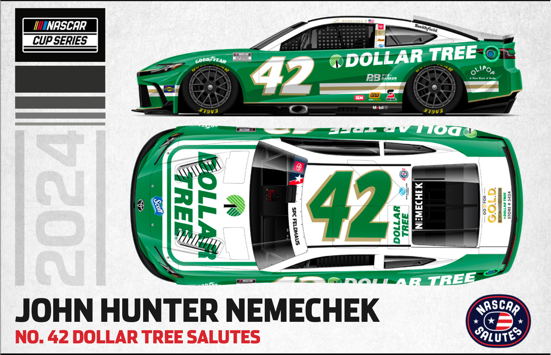 Lionel Racing - NASCAR Cup Series 2024 - John Hunter Nemechek - #42 Dollar Tree Salutes