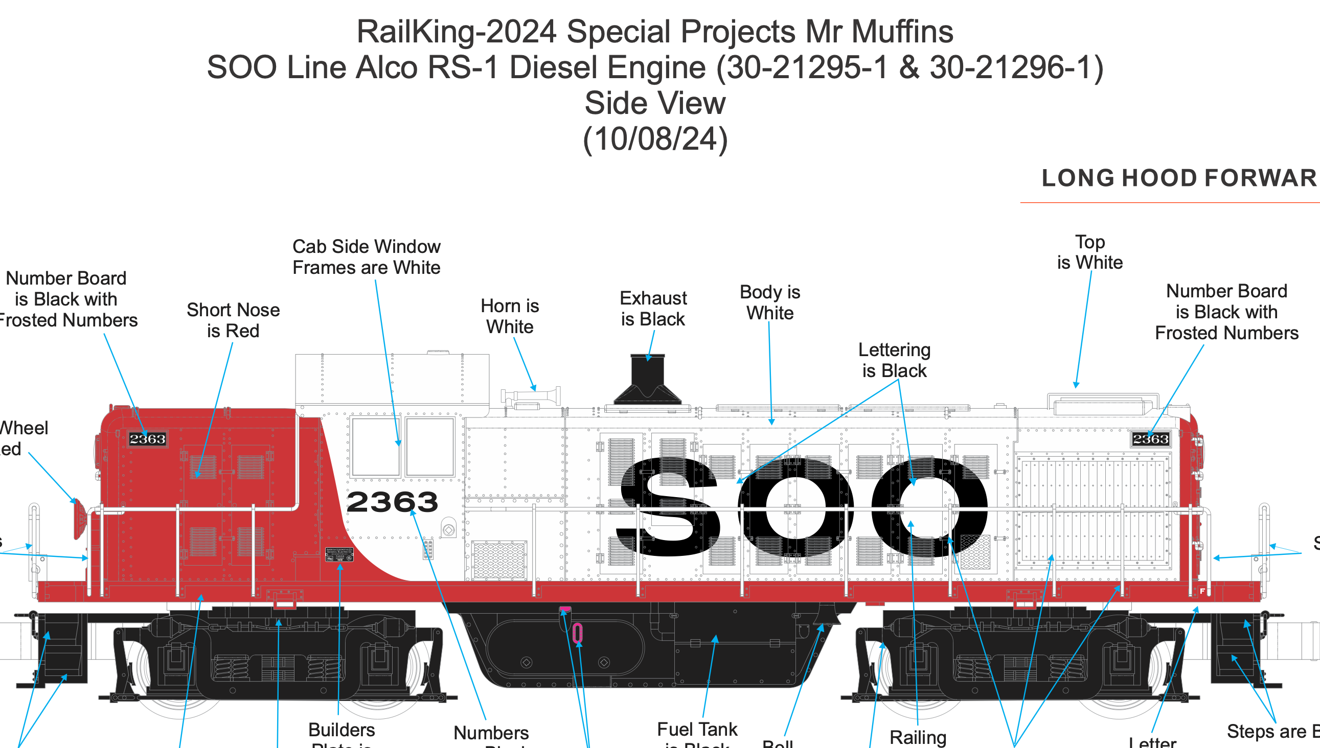 MTH 30-21295-1 - Alco RS-1 Diesel Engine "SOO Line" #2363 w/ PS3 - Custom Run for Mr. Muffin's Trains