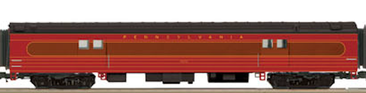 MTH 20-3519a & 20-3519b Pennsylvania 2 Car 70' Streamlined Bag/Observation Passenger Set (Smooth)-4 Car Set-Second hand-M5221