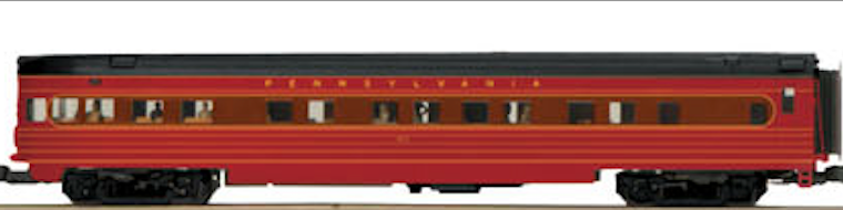 MTH 20-3519a & 20-3519b Pennsylvania 2 Car 70' Streamlined Bag/Observation Passenger Set (Smooth)-4 Car Set-Second hand-M5221