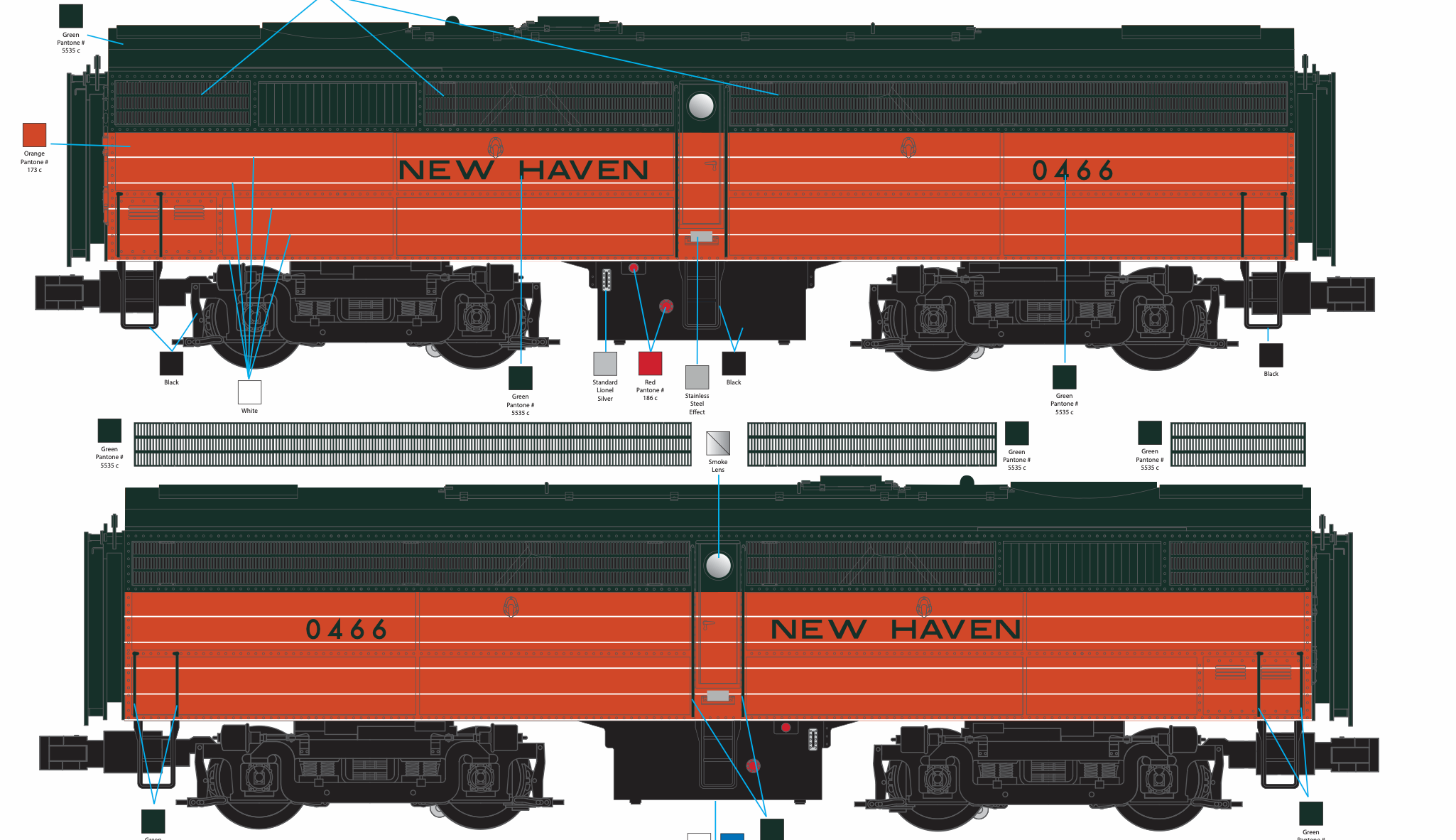 Lionel 2533969 - Legacy FB-2 Diesel Locomotive SuperBass "New Haven" #0466 - Custom Run for MrMuffin'sTrains