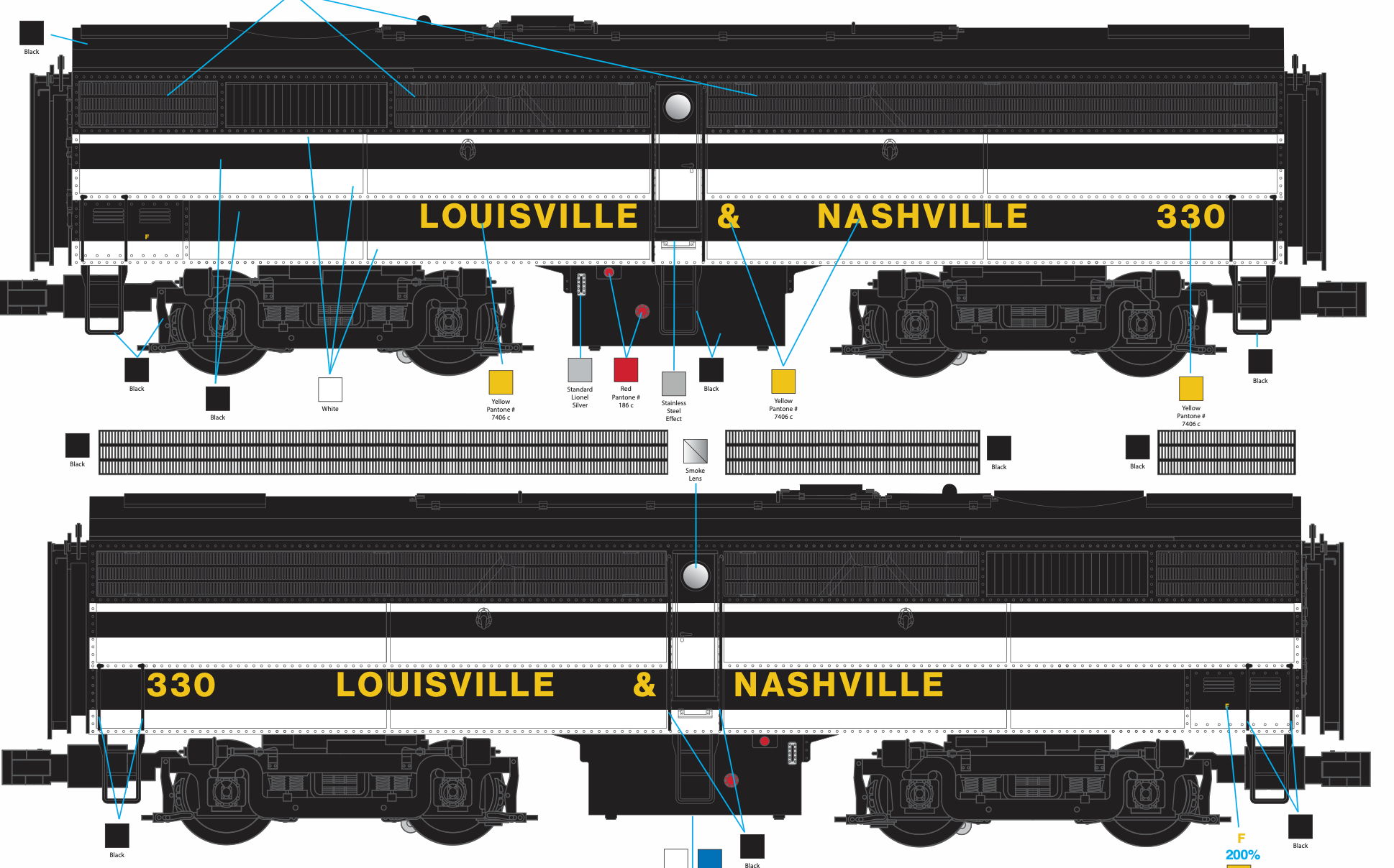 Lionel 2533989 - Legacy FB-2 Diesel Locomotive SuperBass "Louisville & Nashville" #330 - Custom Run for MrMuffin'sTrains