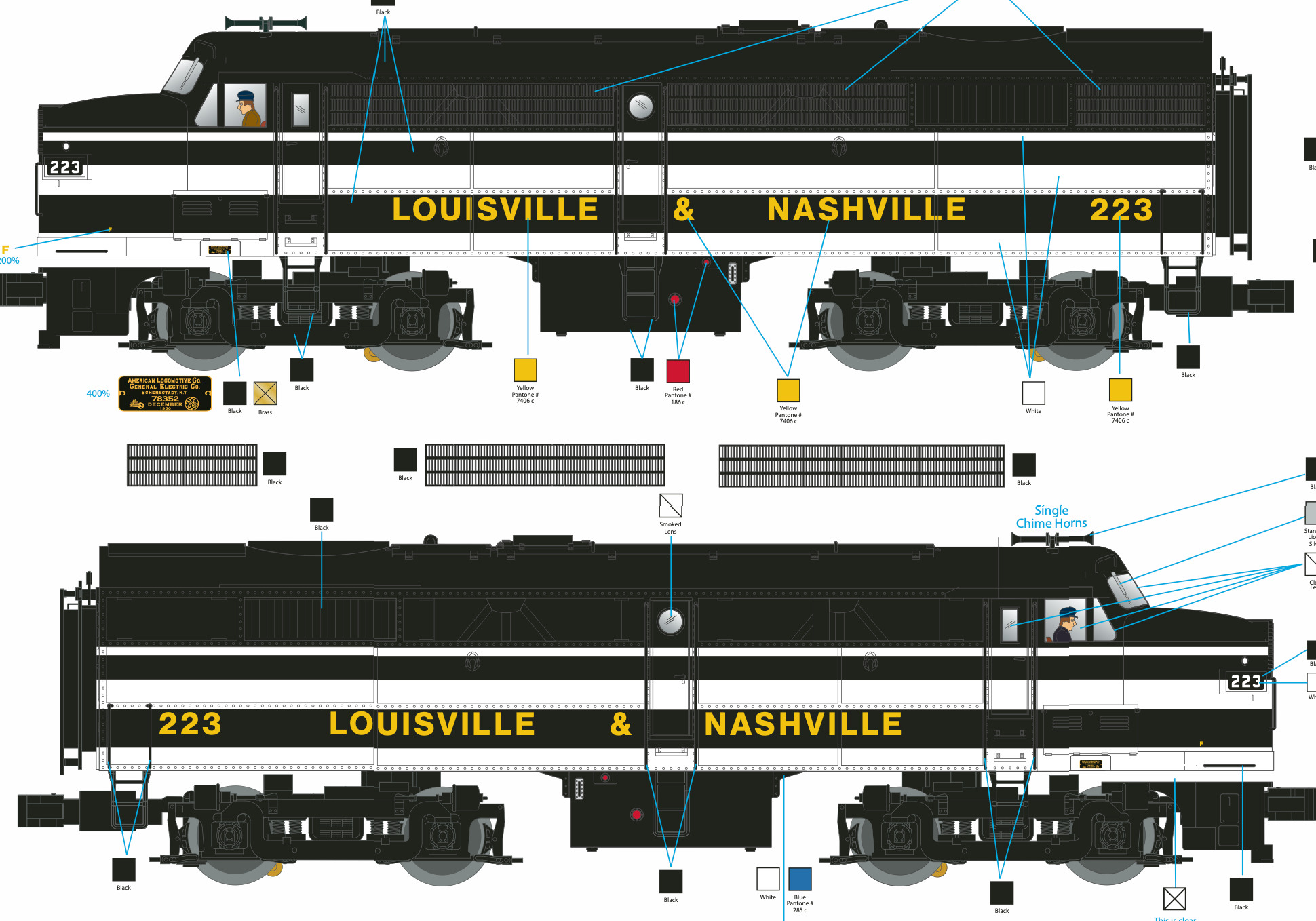 Lionel 2533981 - Legacy FA-2 Diesel Locomotive AA Set "Louisville & Nashville" #335/337 - Custom Run for MrMuffin'sTrains