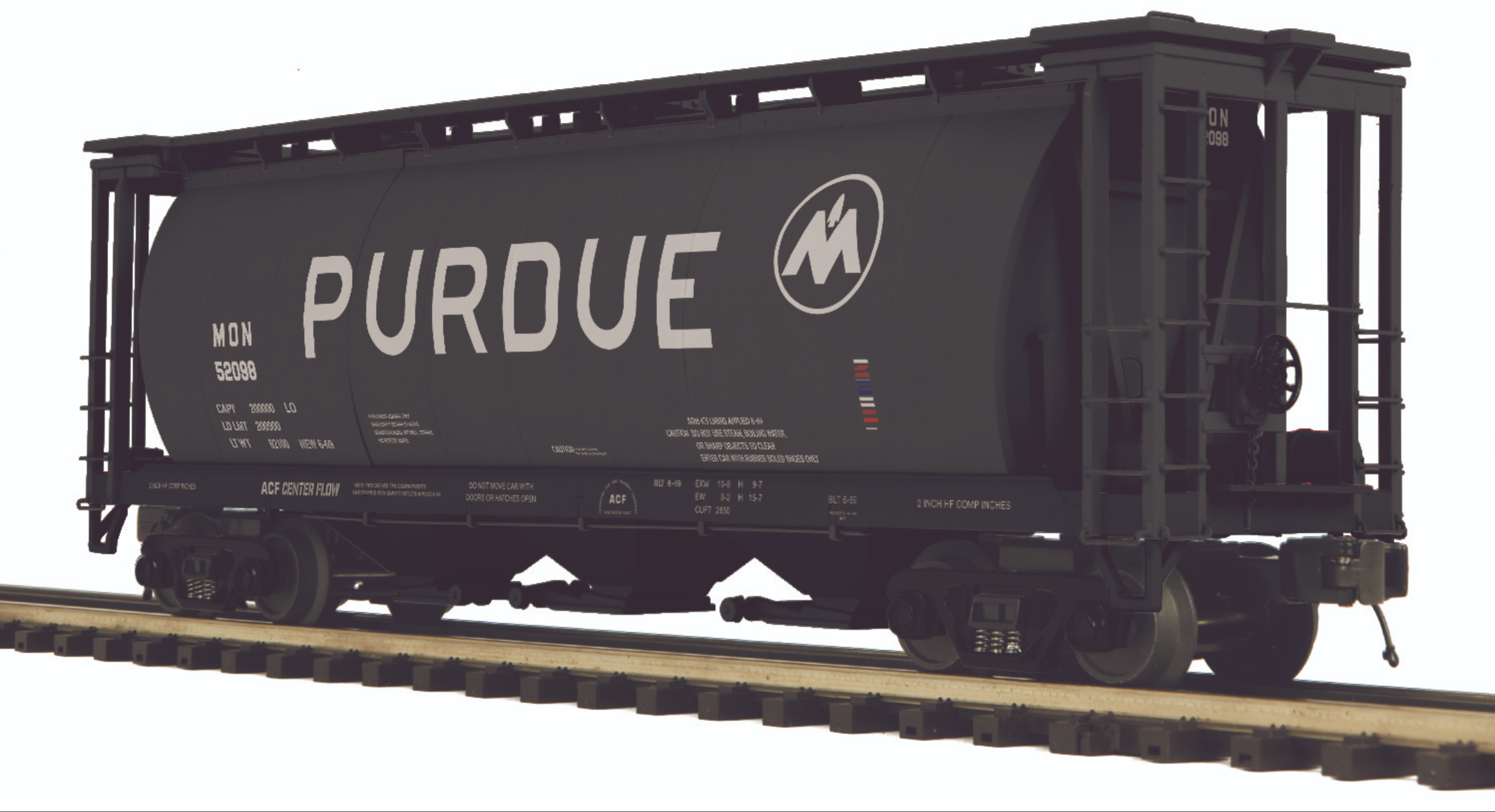 MTH 20-96889 - 3-Bay Cylindrical Hopper Car "Monon” #52098 (Purdue) - Custom Run for MrMuffin'sTrains