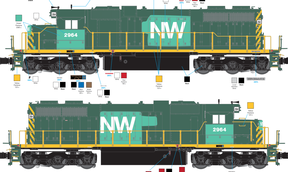 Lionel 2633670 - Legacy SD-38 Diesel Locomotive "Norfolk & Western" #2964 (Illinois Terminal patch) - Custom Run for MrMuffin'sTrains