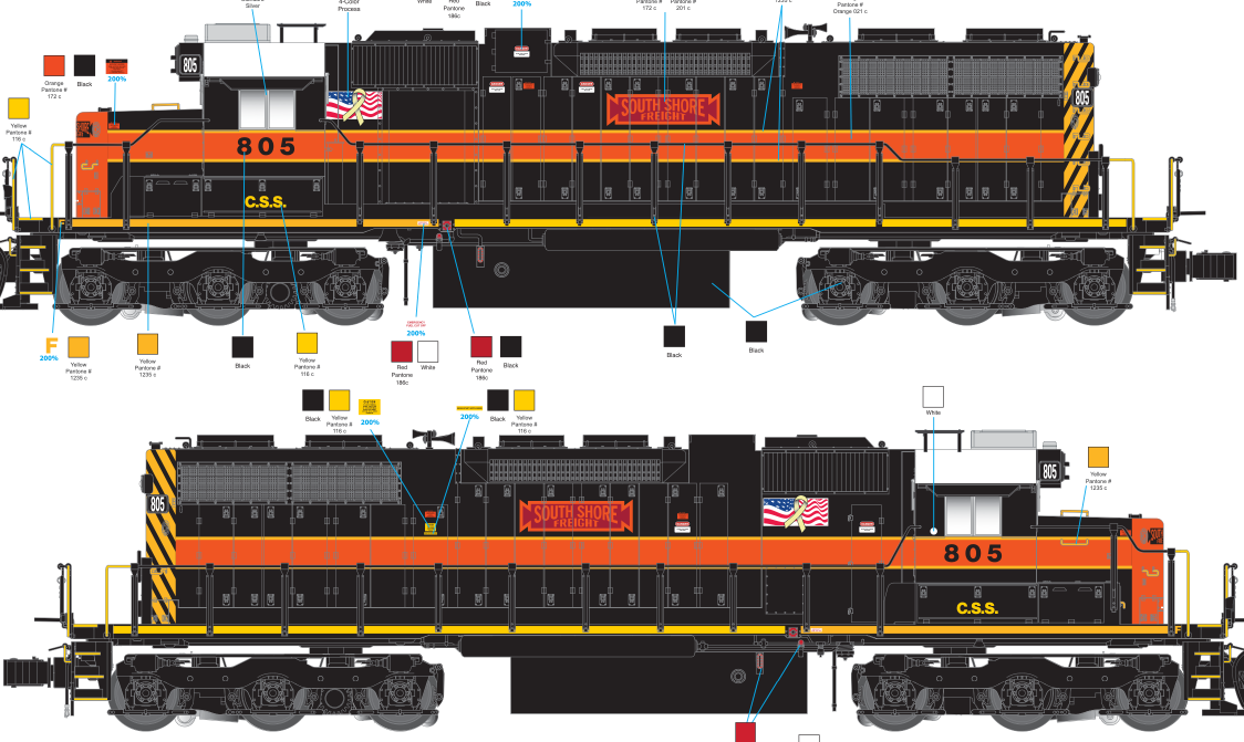 Lionel 2633682 - Legacy SD-38 Diesel Locomotive "Chicago South Shore" #805 - Custom Run for MrMuffin'sTrains
