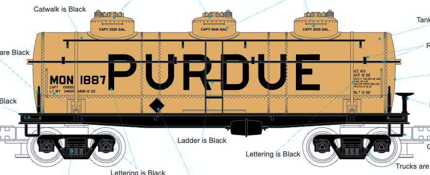 MTH 30-73676 - 3-Dome Tank Car "Monon - Purdue" #1891  - Custom Run for MrMuffin'sTrains