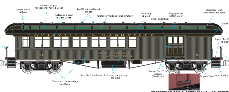 MTH 20-62172 - 64’ Woodsided Passenger Set "Louisville & Nashville" (2-Car) - Custom Run for MrMuffin'sTrains