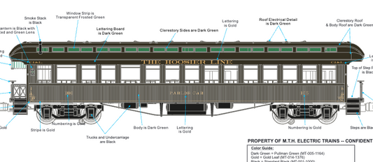 MTH 20-62167 - Premier - 64’ Woodsided Passenger Coach Set "Monon" (4-Car) - Custom Run for MrMuffin'sTrains