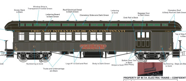 MTH 20-62168 - 64’ Woodsided Passenger Set "Monon" (2-Car) - Custom Run for MrMuffin'sTrains