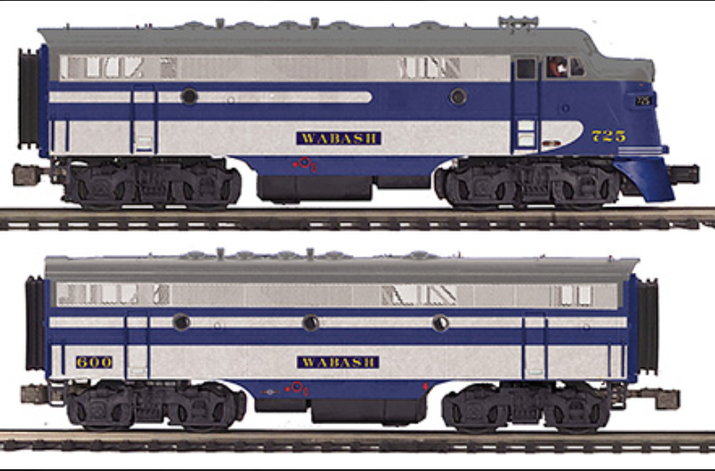 MTH 20-22055 - F-7 A/B Diesel Engine Set "Wabash" ##725/#600 w/ PS3 - Custom Run for MrMuffin'sTrains