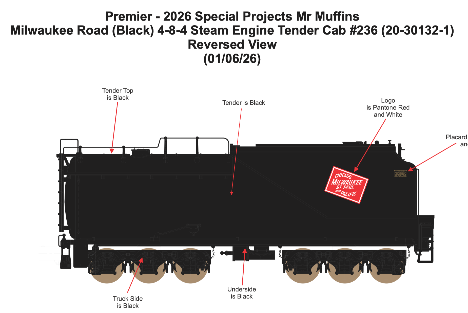 MTH 20-30132-1 - 4-8-4 Steam Locomotive "Milwaukee Road" #236 w/ PS3 - Custom Run for MrMuffin'sTrains
