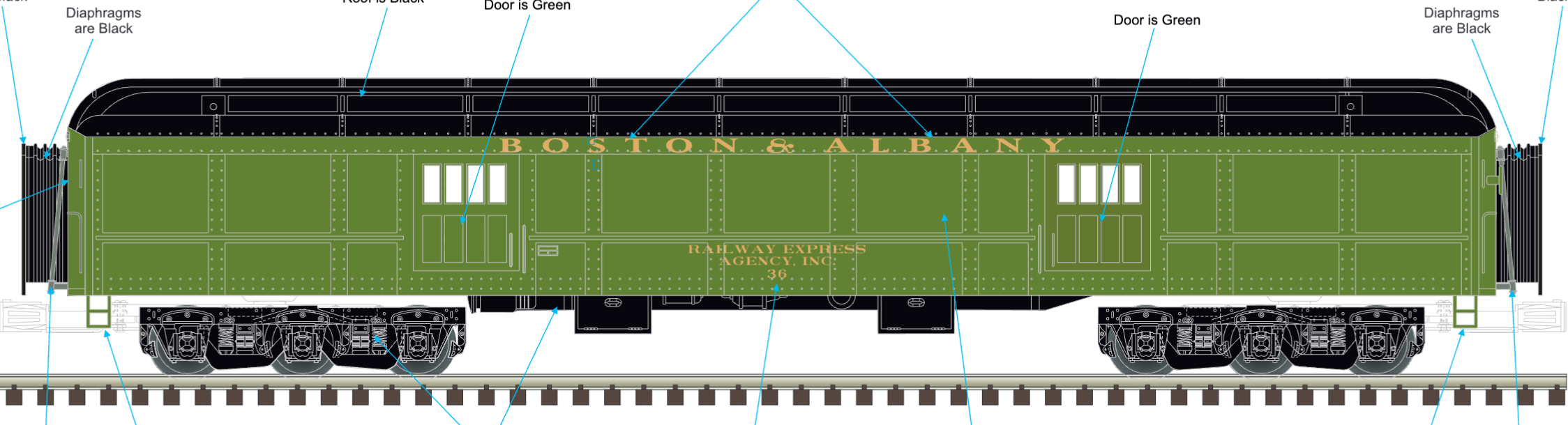 Atlas O - Premier - 70" Madison Heavyweight Passenger Car Set "Boston & Albany" (8-Car) - Custom Run for MrMuffin'sTrains - MrMuffin'sTrains