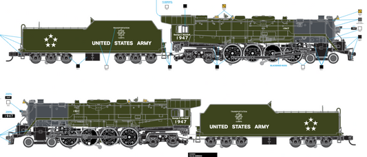 Lionel 2631720 - Legacy - T1 Steam Locomotive "U.S. Army" #1947 (General George C Marshall) - Custom Run for MrMuffin'sTrains