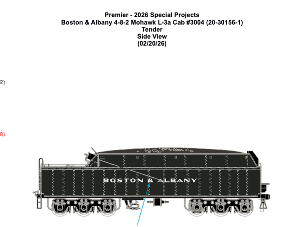 MTH 20-30156-1 - Premier - 4-8-2 L-3a Mohawk Steam Engine "Boston & Albany" #3004 w/ PS3 (Dreyfuss) - Custom Run for MrMuffin'sTrains