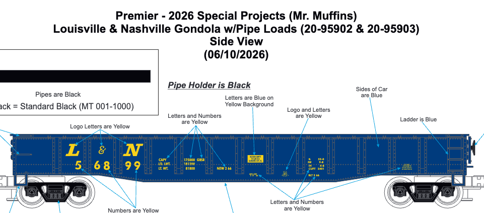 MTH 20-95902 - Premier - Gondola Car "Louisville & Nashville" #56891 w/ Pipe Load - Custom Run for MrMuffin'sTrains