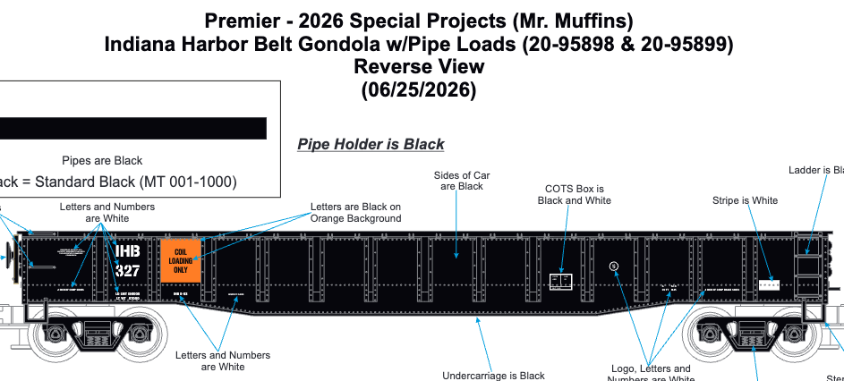 MTH 20-95898 - Premier - Gondola Car "Indiana Harbor Belt" #327 w/ Pipe Load - Custom Run for MrMuffin'sTrains