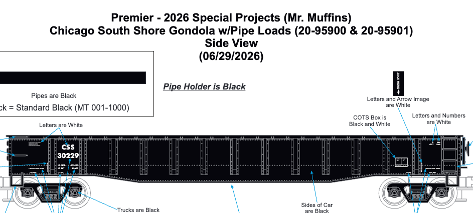 MTH 20-95900 - Premier - Gondola Car "Chicago South Shore" #30215 w/ Pipe Load - Custom Run for MrMuffin'sTrains