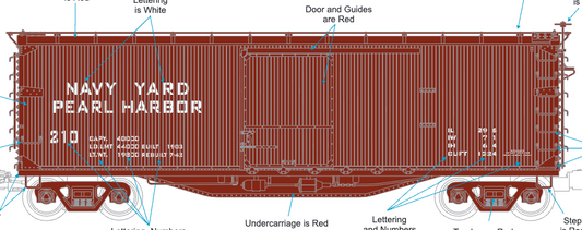 MTH 20-99531 - Premier - 40’ USRA Double Sheathed Box Car "U.S. Navy" #210 (Pearl Harbor) - Custom Run for MrMuffin'sTrains