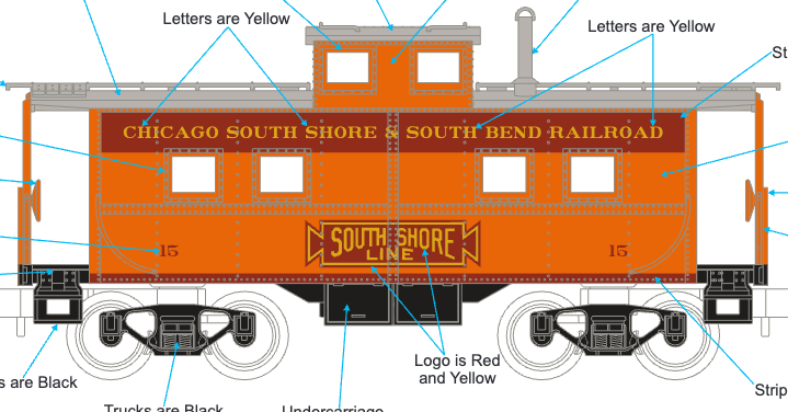 MTH 30-77432 - RailKing Scale - Steel Caboose "Chicago South Shore" #15