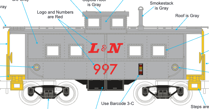 MTH 30-77434 - RailKing Scale - Steel Caboose "Louisville & Nashville" #999