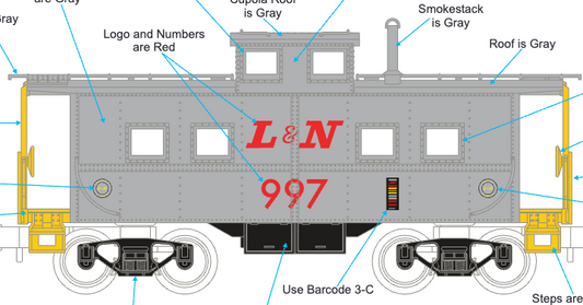 MTH 30-77434 - RailKing - Steel Caboose "Louisville & Nashville" #999 - Custom Run for MrMuffin'sTrains