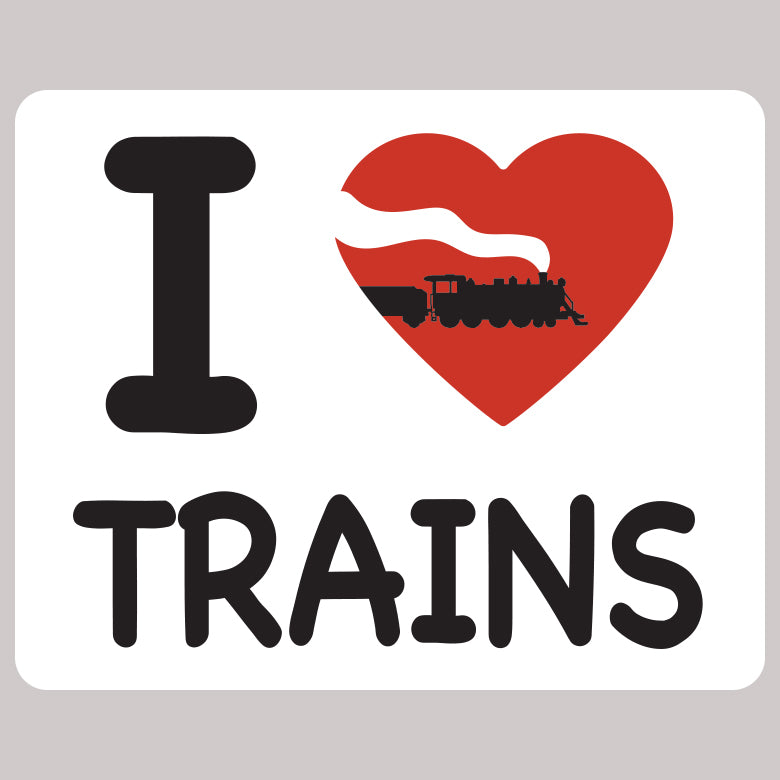 Vinyl Sticker - "I Love Trains" Sticker