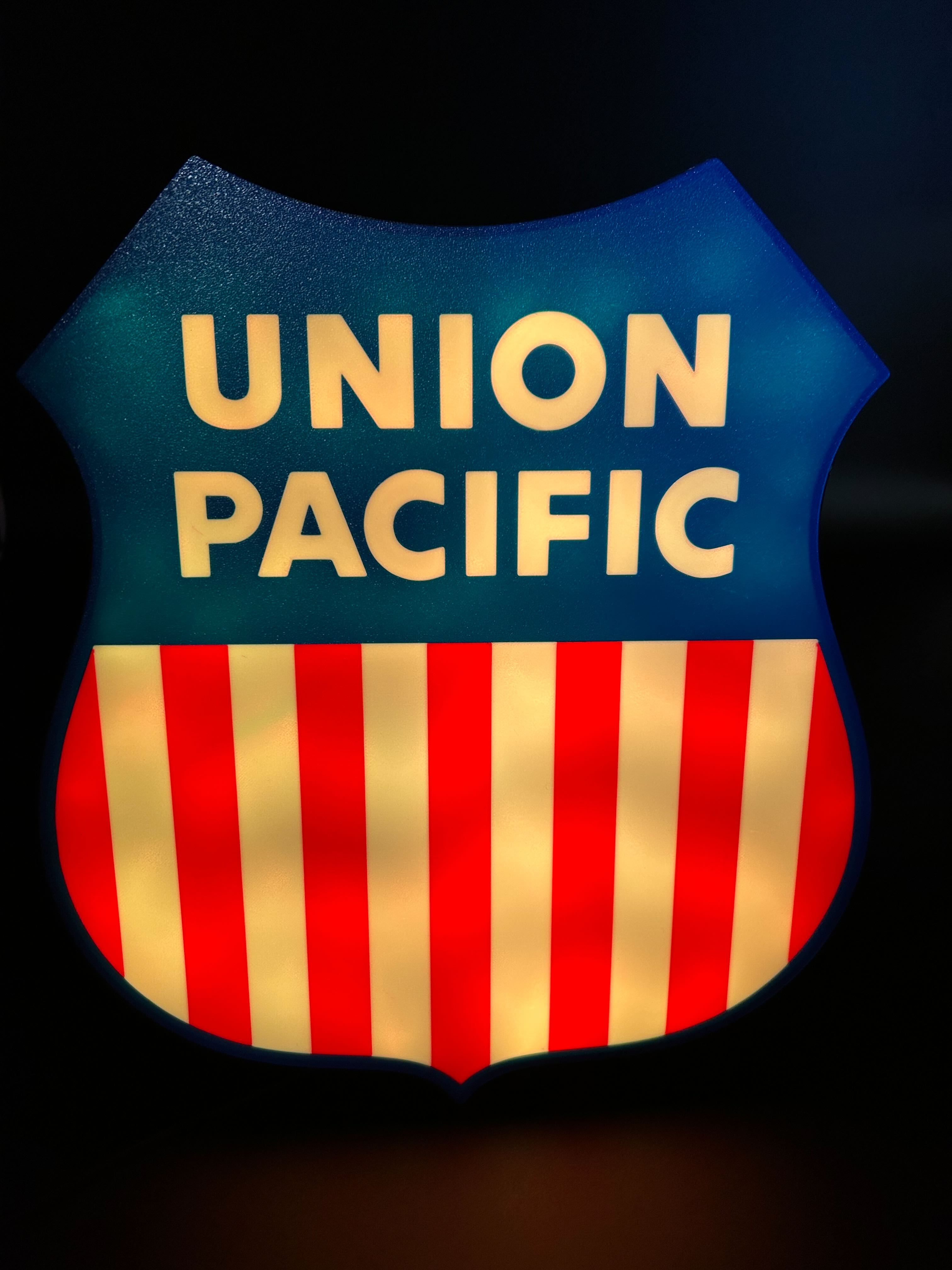 ADHDame Designs #201L- Lighted Railroad Sign "Union Pacific" (Large) - MrMuffin'sTrains