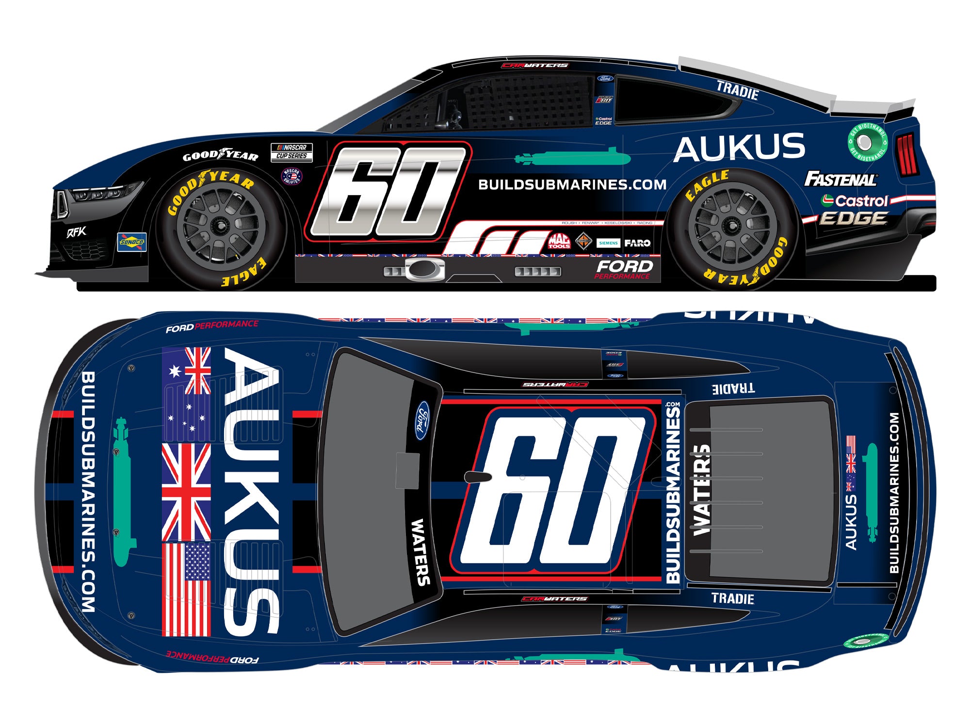 Lionel Racing - NASCAR Cup Series 2024 - Cam Waters - #60 Buildsubmarines.com/AUKUS