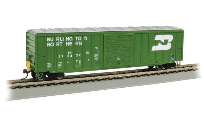 Bachmann HO 14902 - ACF 50'6" Outside-Braced Boxcar w/Flashing End-Of-Train Device "Burlington Northern" #214482 (Cascade Green, White)