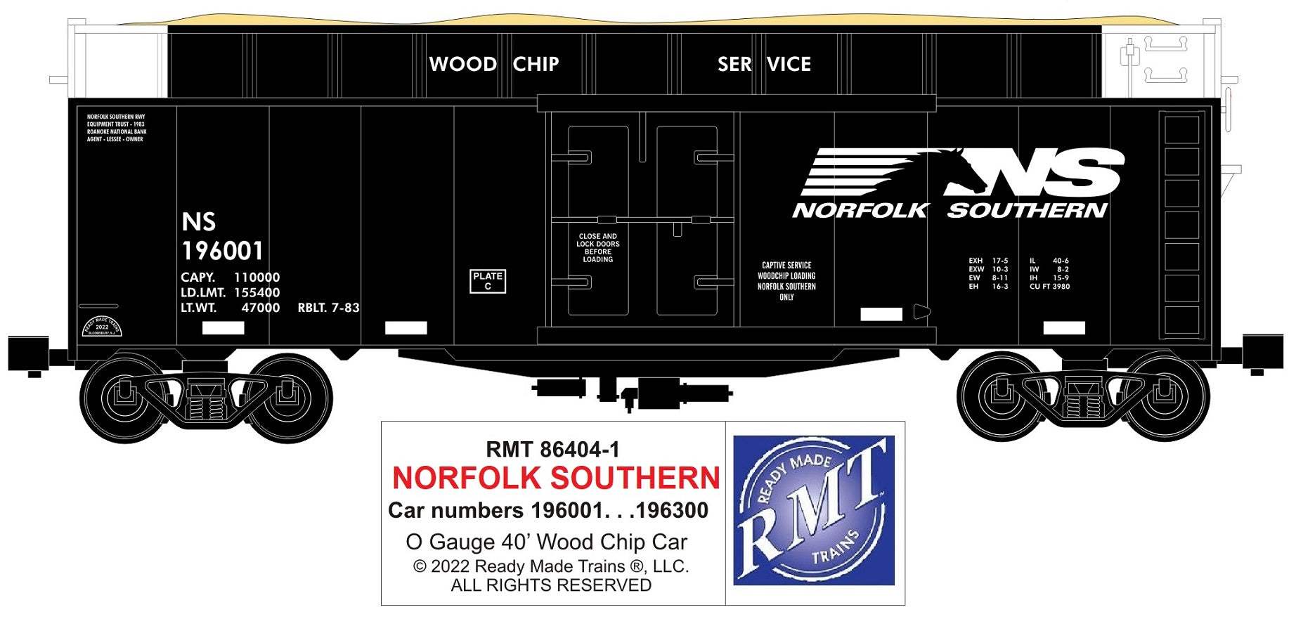 Ready Made Trains RMT-86447 - 40' Woodchip Car "Norfolk Southern"