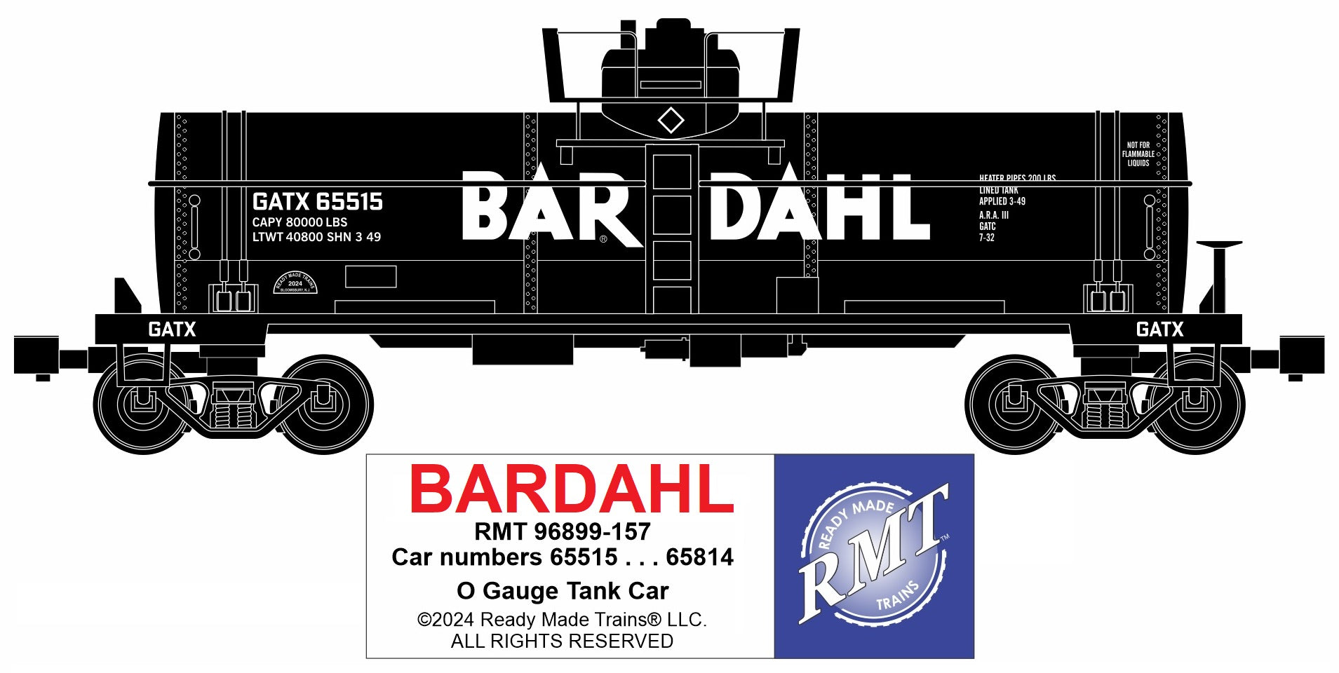 Ready Made Trains RMT-96899-157 - 8000 Gallon Single Dome Tank "Bardahl"