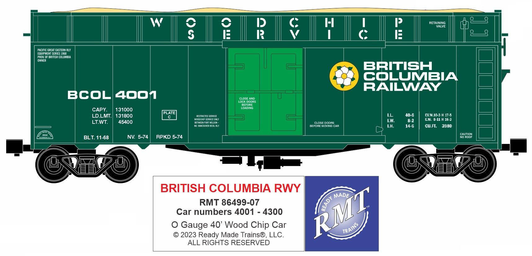 Ready Made Trains RMT-86499-07 - 40' Woodchip Car "British Columbia"