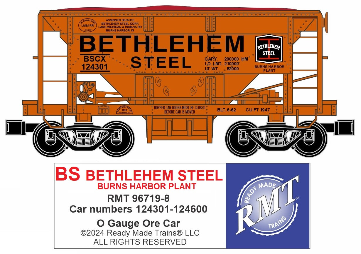 Ready Made Trains RMT-96719-8 - Ore Car "Bethlehem Steel" (Burns Harbor, IN Plant)