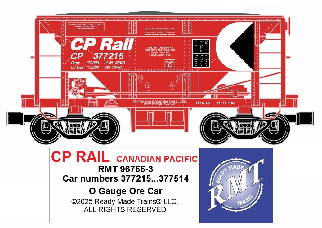 Ready Made Trains RMT-96755-3 - Ore Car "CP Rail" (Canadian Pacific)