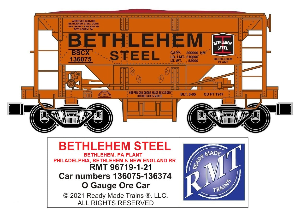 Ready Made Trains RMT-96719-121 - Ore Car "Bethlehem Steel" (Bethlehem, PA Plant)