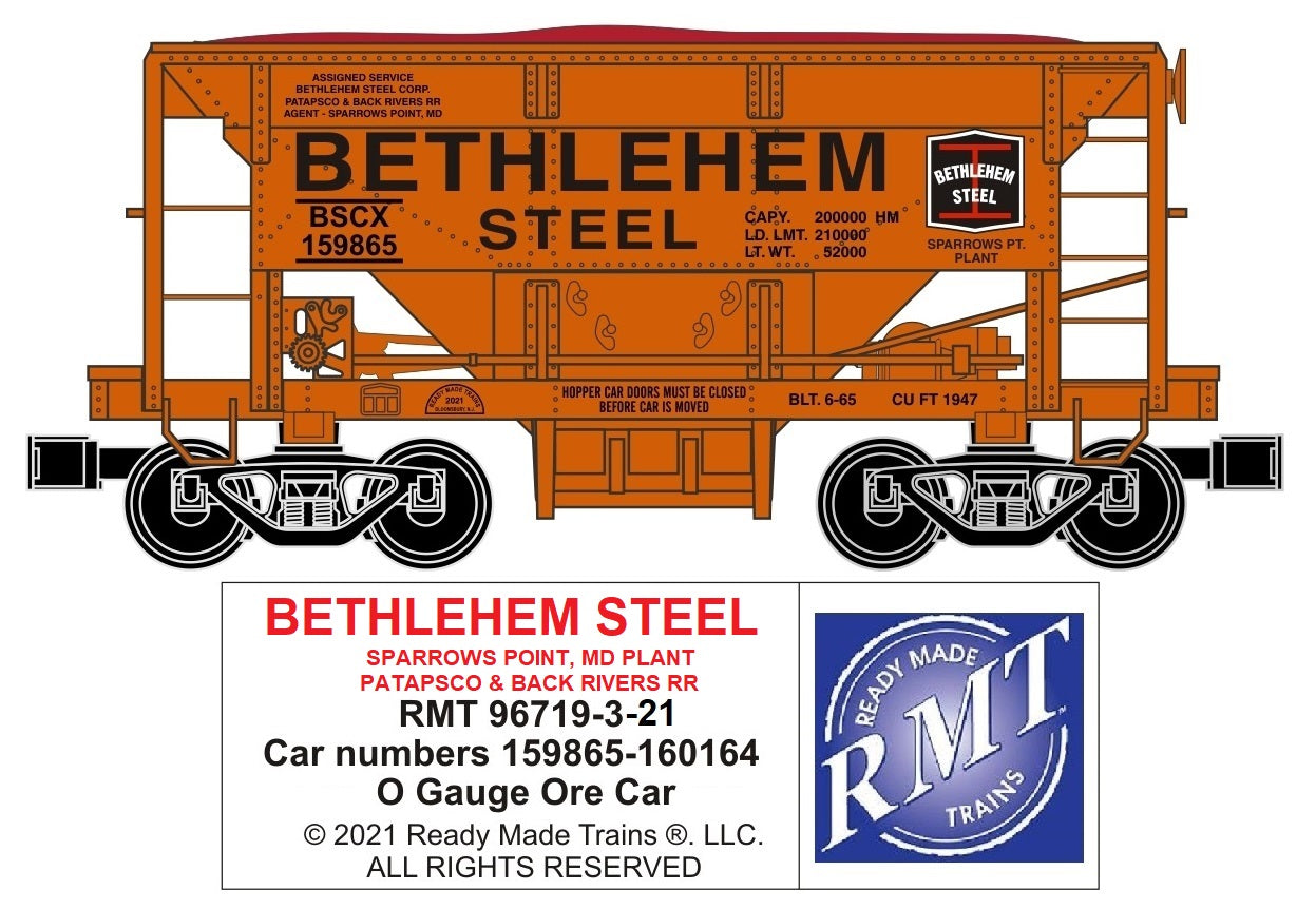 Ready Made Trains RMT-96719-321 - Ore Car "Bethlehem Steel" (Sparrows Point, MD Plant)