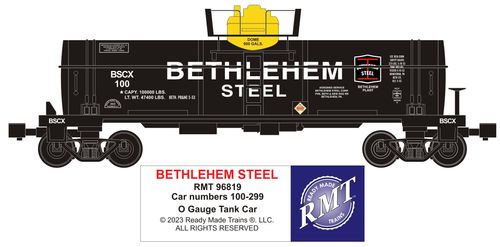 Ready Made Trains RMT-96819 - 8000 Gallon Single Dome Tank "Bethlehem Steel"