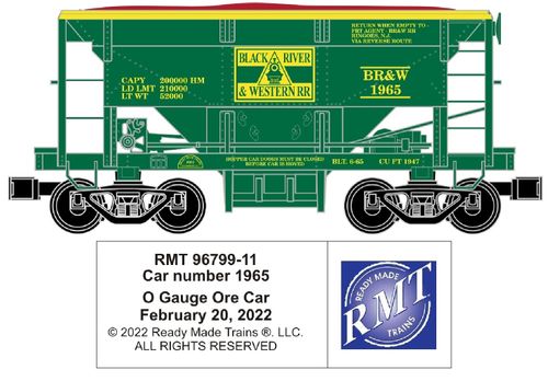 Ready Made Trains RMT-96799-11 - Ore Car "Black River & Western" #1965