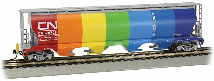 Bachmann HO 73805 - Cylindrical 4-Bay Grain Hopper Car "Canadian National" #370708 w/ Flashing End-Of-Train Device