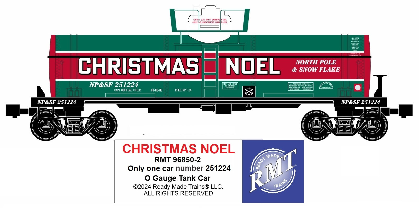 Ready Made Trains RMT-96850-2 - 8000 Gallon Single Dome Tank "Christmas Noel" #251224