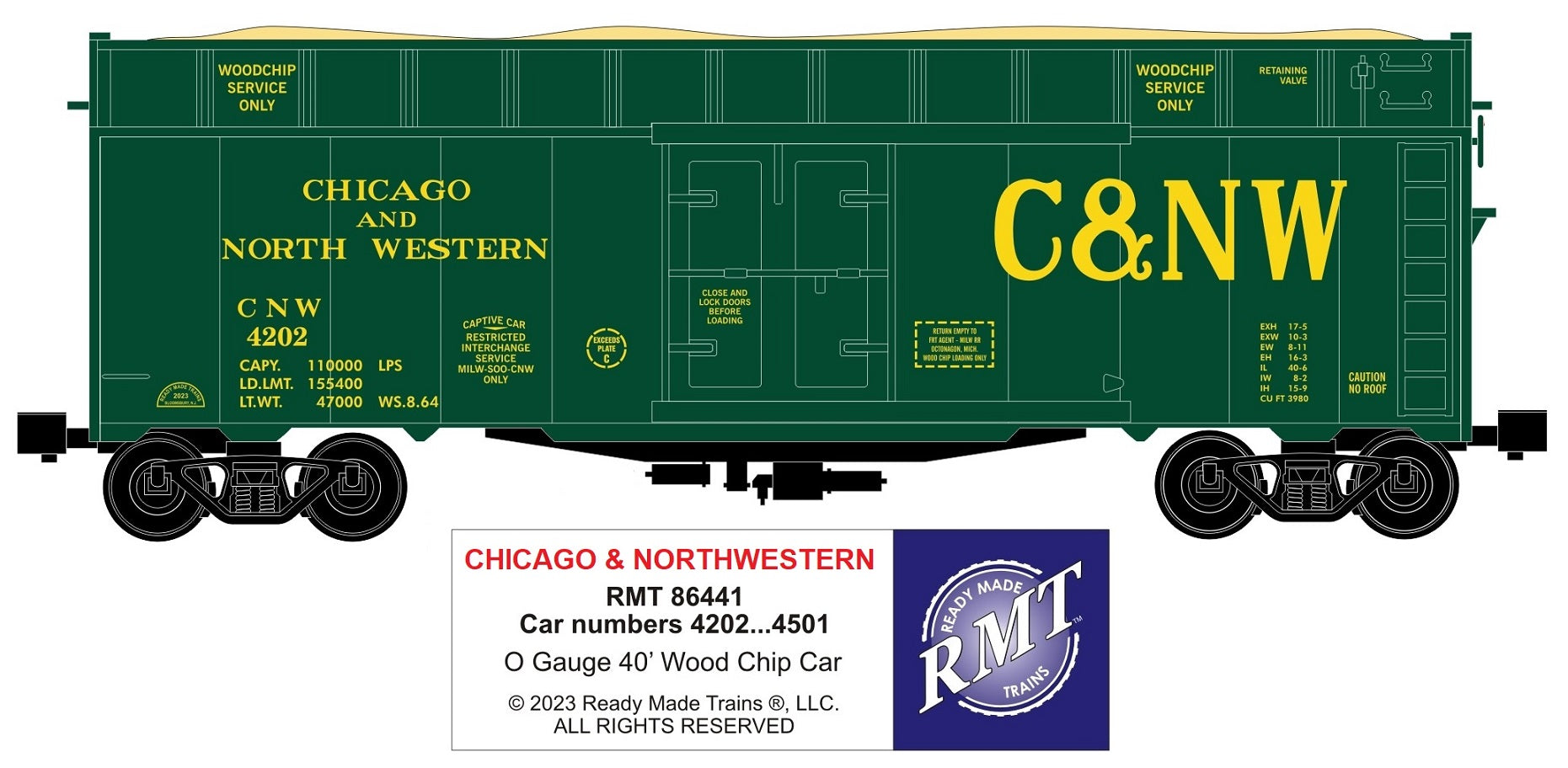 Ready Made Trains RMT-86441 - 40' Woodchip Car "Chicago & North Western"