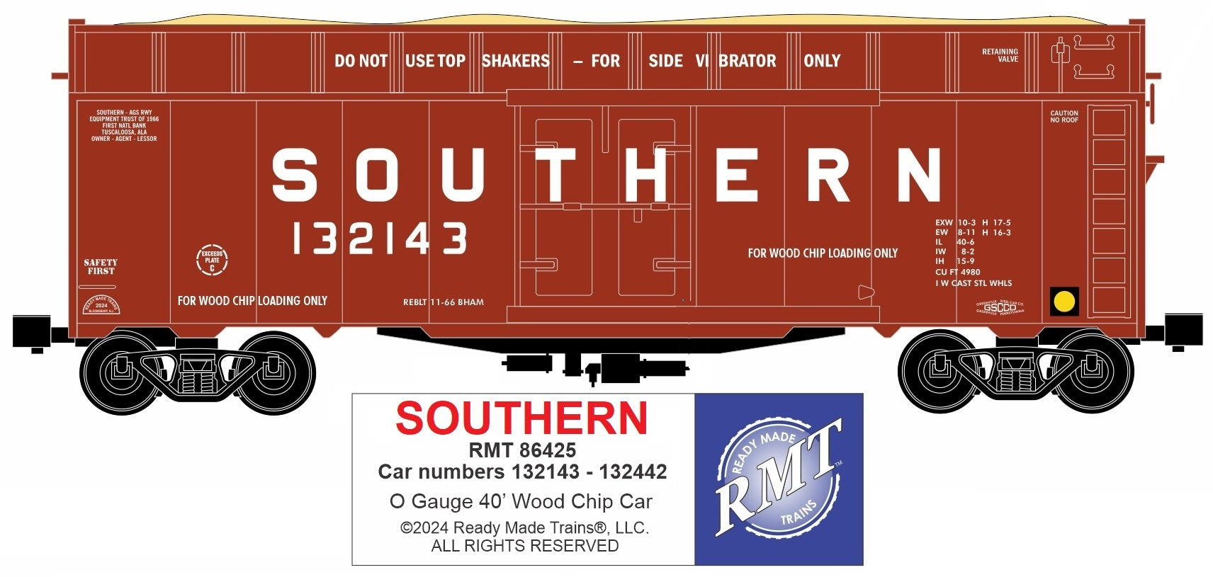 Ready Made Trains RMT-86425 - 40' Woodchip Car "Southern"