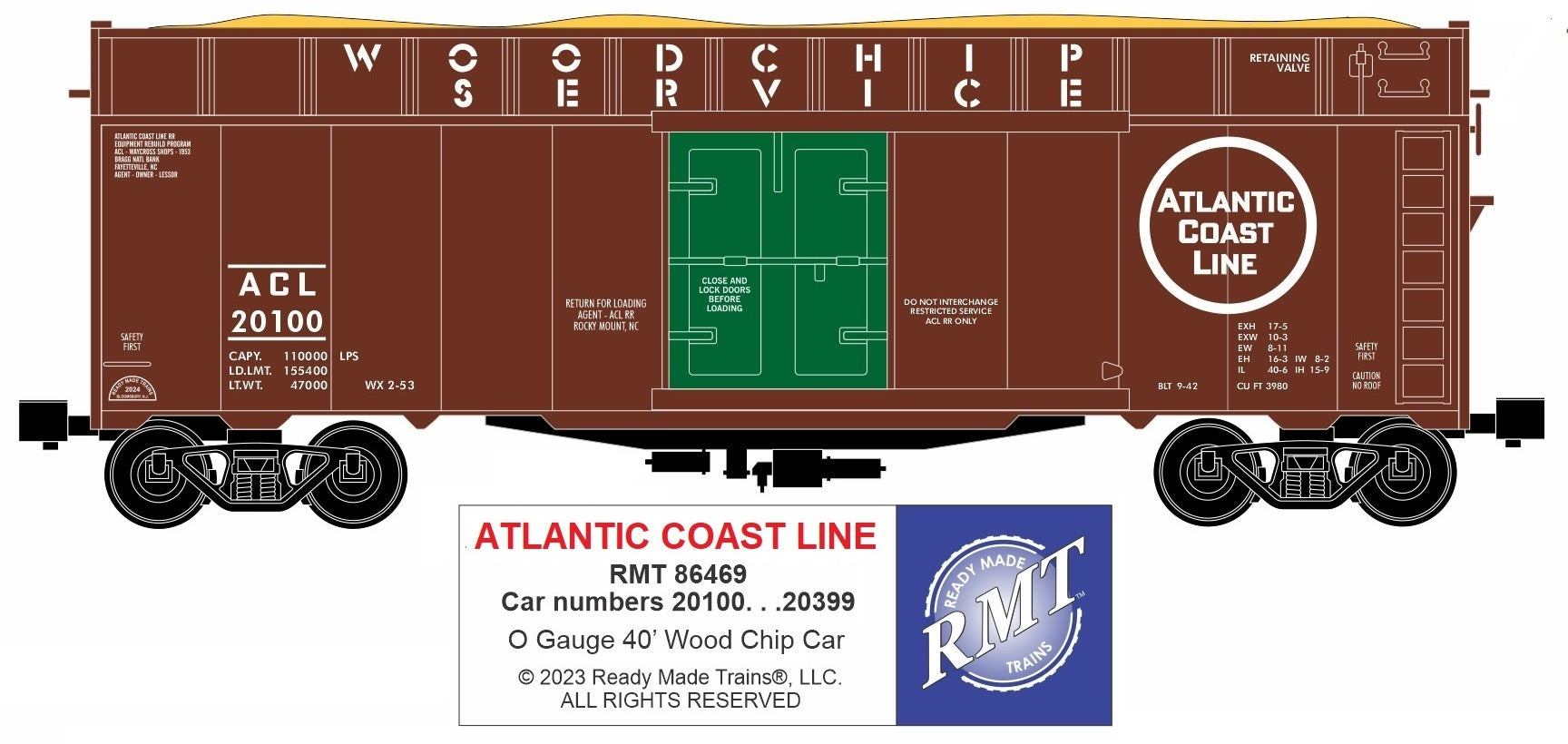 Ready Made Trains RMT-86469 - 40' Woodchip Car "Atlantic Coast Line"