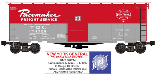 Ready Made Trains RMT-96421-4 - 40' PS-1 Boxcar "New York Central" Toledo & Ohio Central (Pacemaker)