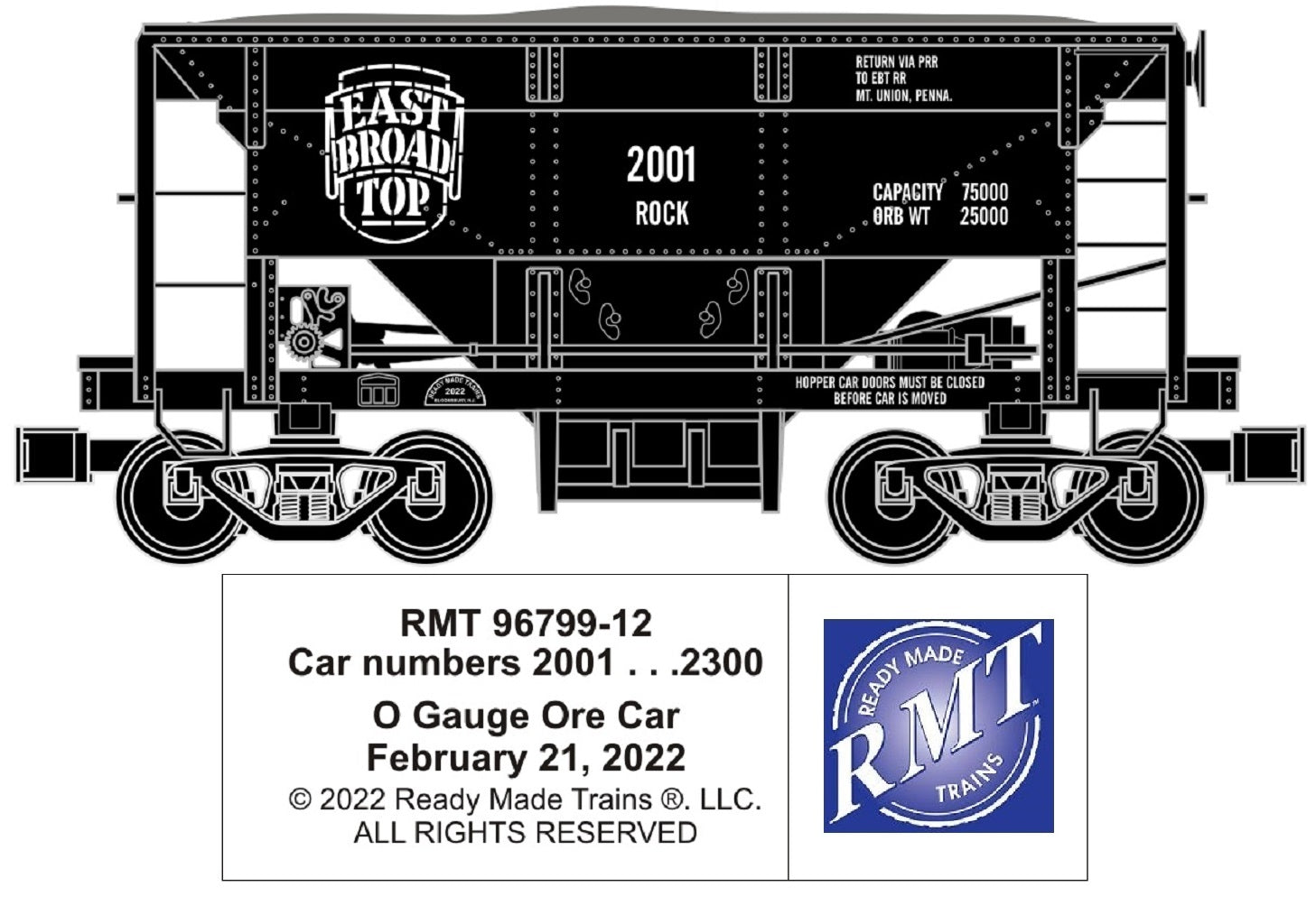 Ready Made Trains RMT-96799-12 - Ore Car "East Broad Top"