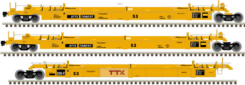 Atlas HO 20006629 - 53' Articulated Well Car "TTX" #728257 (Forward Thinking Large)
