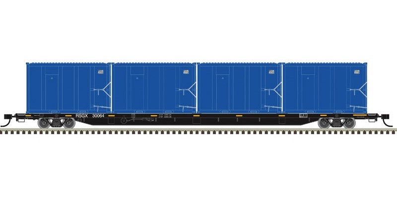 Atlas HO 20007729 - Trainman - 85' Trash Flat Car w/MSW Containters "ECDC Logistics" #30067