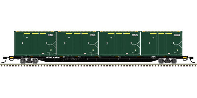 Atlas HO 20007731 - Trainman - 85' Trash Flat Car w/MSW Containters "USA Waste" #40173